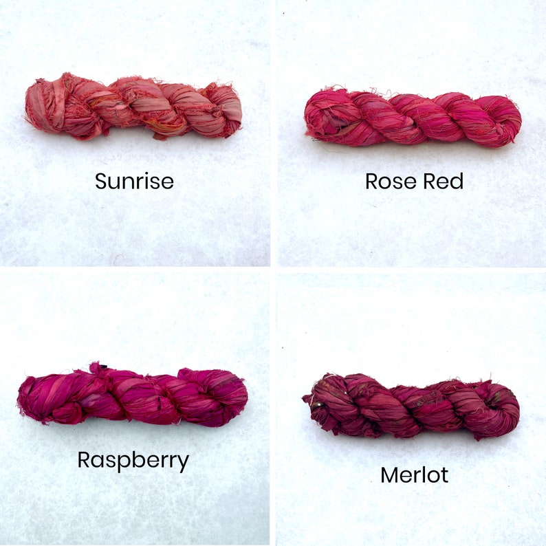 Recycled Sari Silk Ribbon 100g Individual Colours image 3