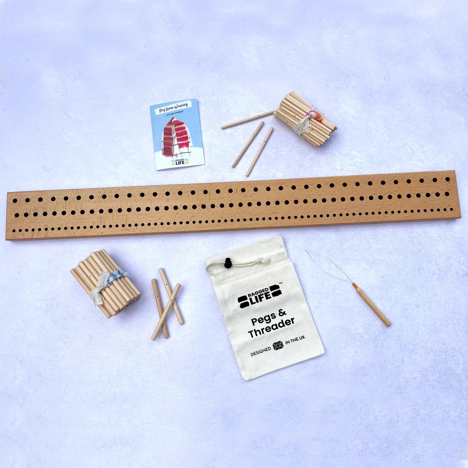 90cm Wooden Peg Loom Weaving Kit: Beginner Rug Making With Bag - Etsy