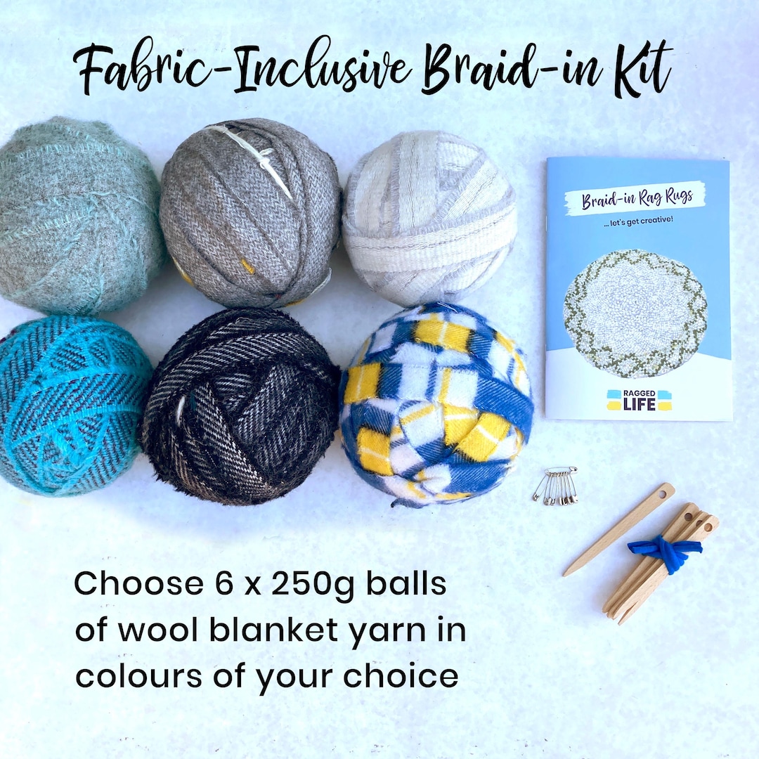 Braided Rag Rugs Kit Braid-in Rag Rug Kit: Beginner Rug Making Set With Wool Yarn - Etsy