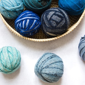 100% Wool Rag Rug Blanket Yarn Selvedge Edge Strips (Blues)