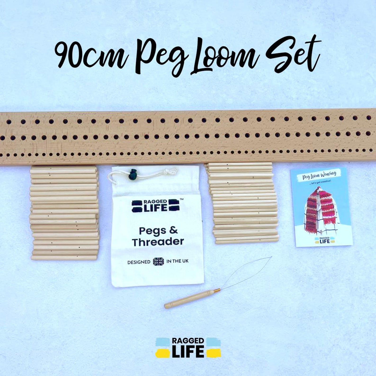 90cm Wooden Peg Loom Weaving Kit: Beginner Rug Making With Bag - Etsy