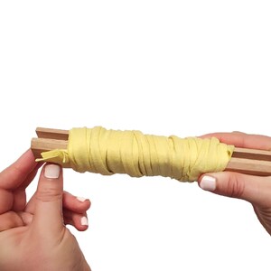 Rag rug cutting tool with engraved strip widths, makes cutting fabric quick and easy for DIY rug and cushion projects