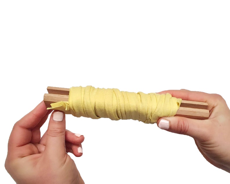 Rag rug cutting tool with engraved strip widths, makes cutting fabric quick and easy for DIY rug and cushion projects