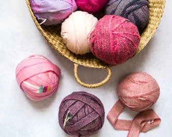 100% Wool Rag Rug Blanket Yarn Selvedge Edge Strips (Pink / Purple)