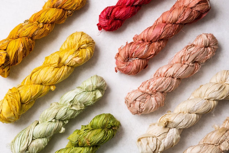 Recycled Sari Silk Ribbon 100g Individual Colours image 1