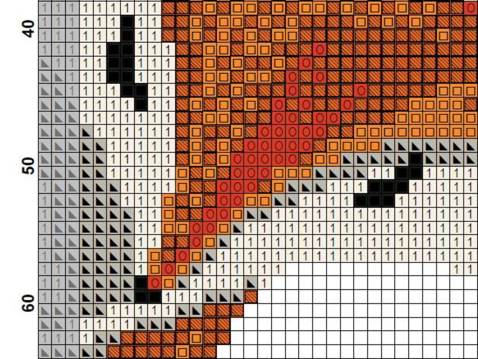 Fox Cross Stitch Pattern Cute Red Fox Counted Cross Stitch Etsy Australia