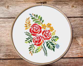 bouquet of flowers cross stitch pattern, Cross Stitch Pattern, flowers pattern counted cross stitch, floral cross stitch, Instant download