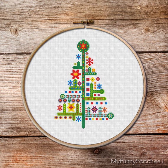 Christmas Ornaments, Modern Christmas Cross Stitch, Christmas Tree, Cross  Stitch Pattern, Funny Cross Stitch, Merry Christmas Cross Stitch 