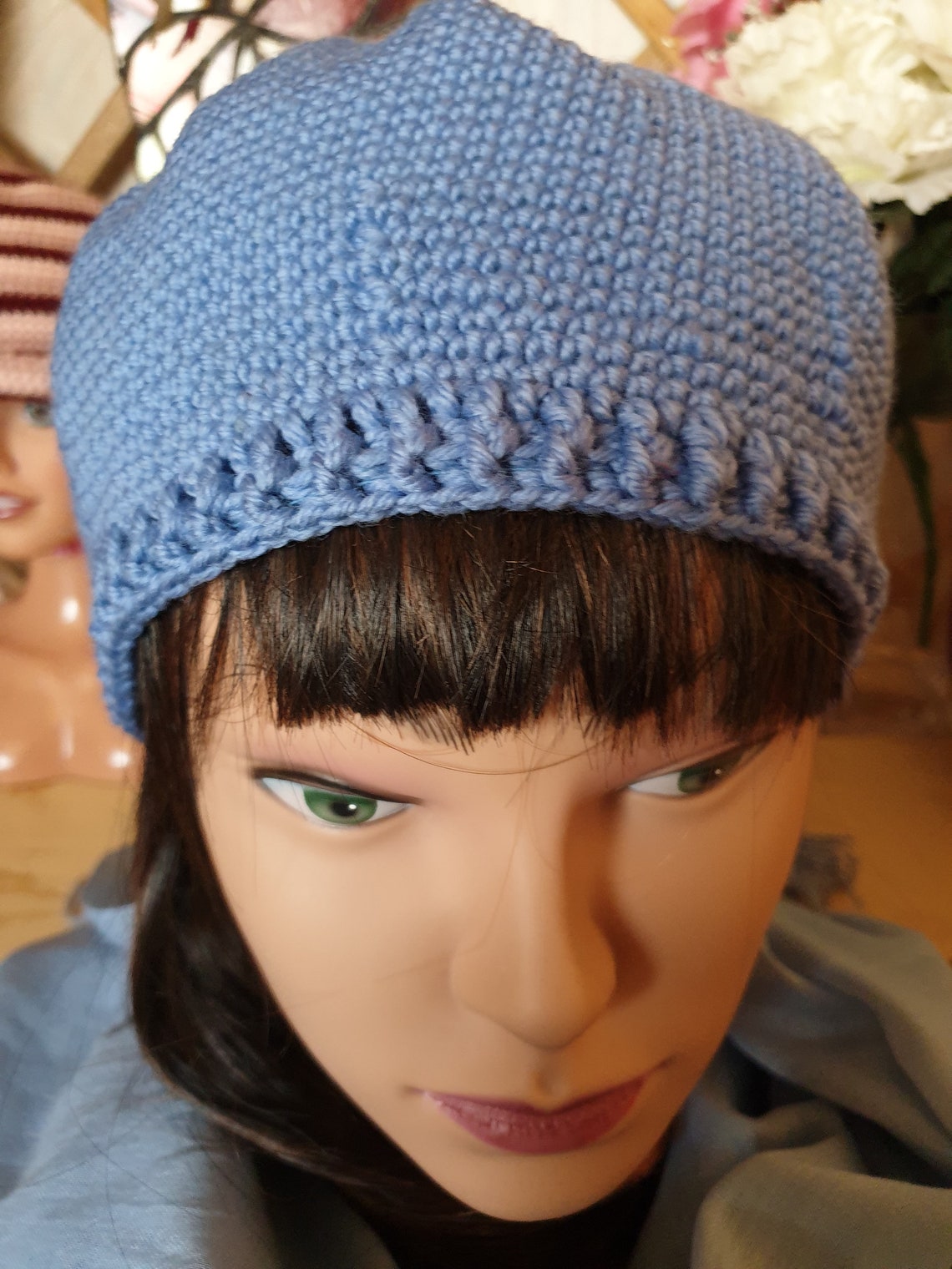 Handmade Crochet Beret Women Winter Wool 100 Etsy