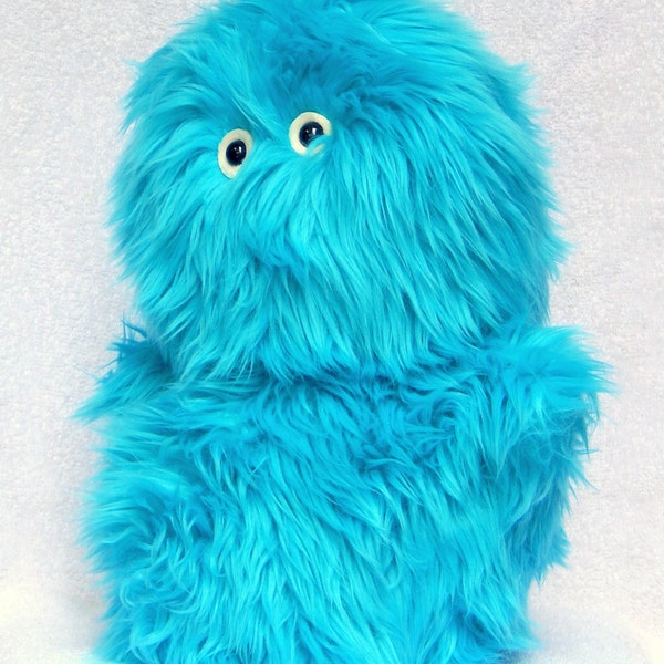 Fun Plush Blue Monster Stuffed Kawaii Toy, Top High Quality Faux Fur, Soft Sculpture Cute Toy, Weighted Bottom-Glass Pebbles, Free Shipping!