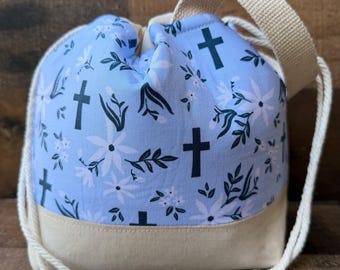 Small Drawstring Project Bag-cross