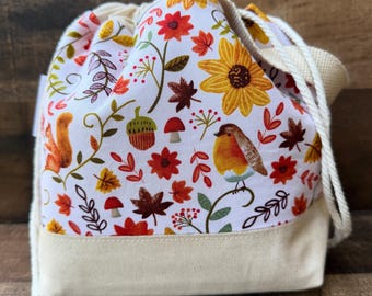 Small Drawstring Project Bag-Birds