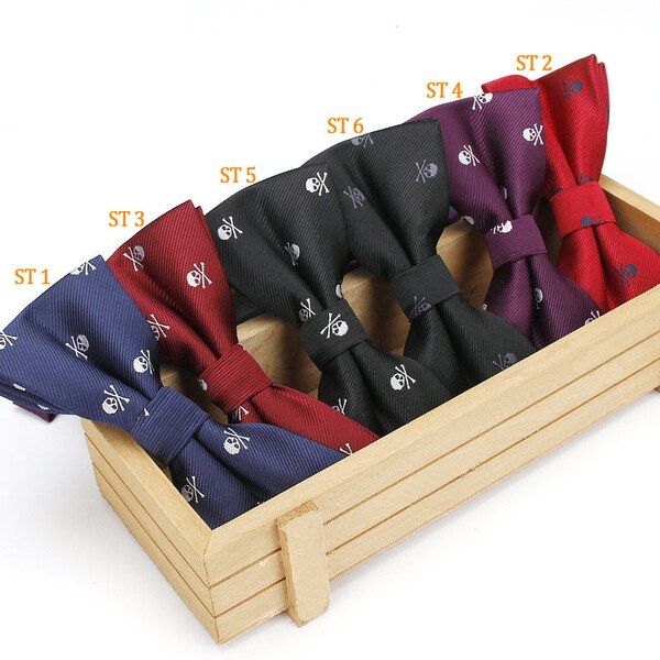 mens skull bow ties