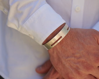 Pulsera de plata de ley mate con cortes, para hombre y mujer.