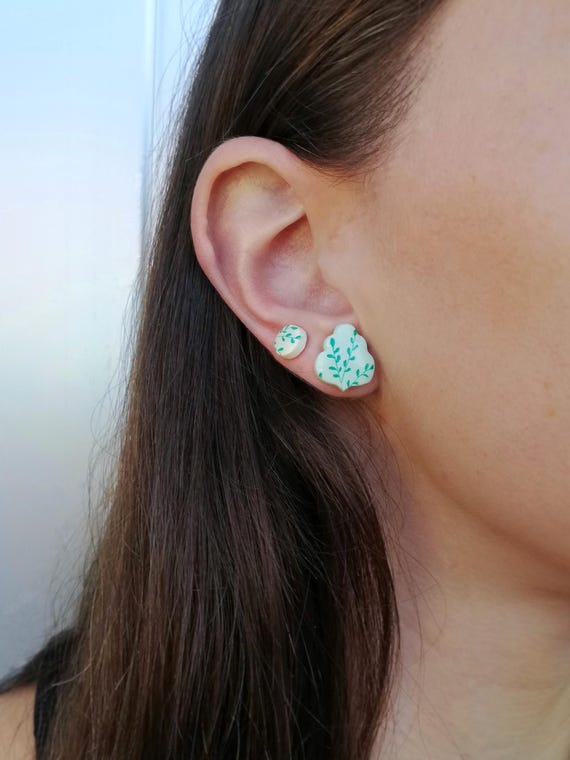 MINI SAND-GREEN - Pack of 3 polymer clay button teeth