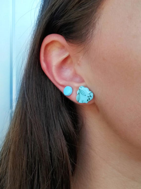 MINI BRISA - Pack of 3 polymer clay button earrings