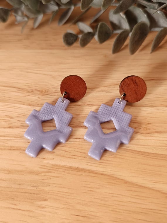 CHAKANA - Polymer clay and wood earrings