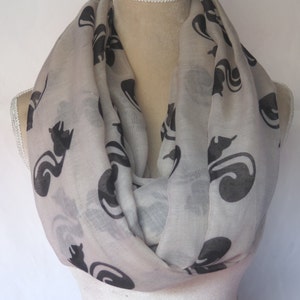 Khaki Cute Squirrel Print Infinity / Long Scarf Women's Accessories Gift Ideal
