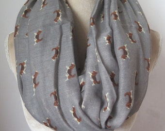 Gray Beagle Dog Print Infinity / Long Women's Scarf Gift Ideas
