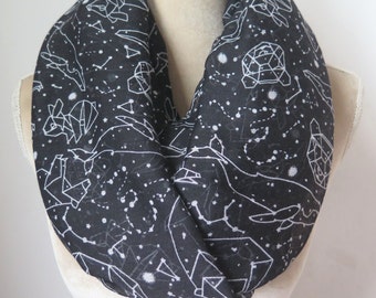 Black Constellation Print Infinity Loop Scarf Women's Accessories Gift for Her