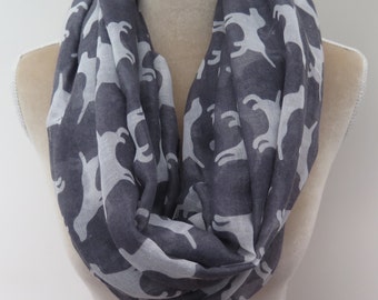 Grey Labrador Print Infinity / Long Scarf Gift for Dog Lovers