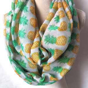Light Gray Pineapple Print Infinity / Long Women&#39;s Scarf Gift Ideal Women&#39;s Accessories