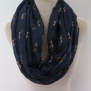 Navy Beagle Dog Print Infinity / Long Women's Scarf Gift Ideas