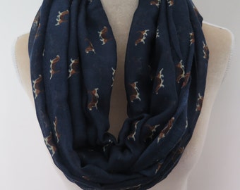 Navy Beagle Dog Print Infinity / Long Women's Scarf Gift Ideas