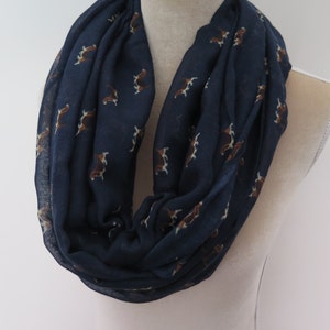 Navy Beagle Dog Print Infinity / Long Women's Scarf Gift Ideas image 2