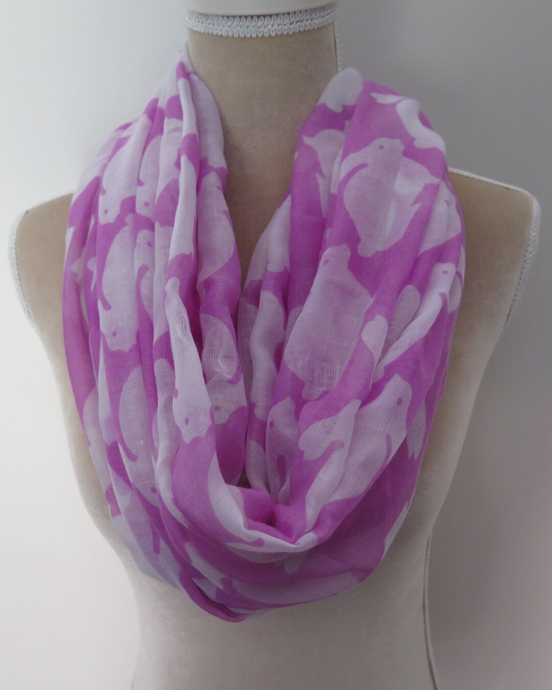 Pink and White Rabbit Bunny Animal Print Women's Infinity / Long Scarf ...