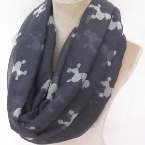 Grey and White Poodle Dog Print Infinity / Long Scarf