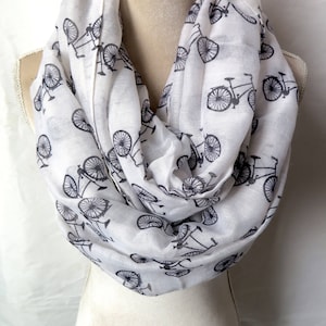 Weiß und Schwarz Vintage Fahrrad Print Damen Infinity / langer Schal