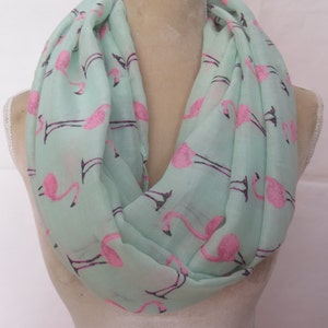 Turquoise Vintage Flamingo Print Infinity / Long Scarf Women Scarf Gift Ideal Accessories