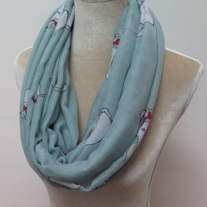 Grey Blue Rabbit Bunny Print Women's Infinity / Long Scarf Gift Ideas