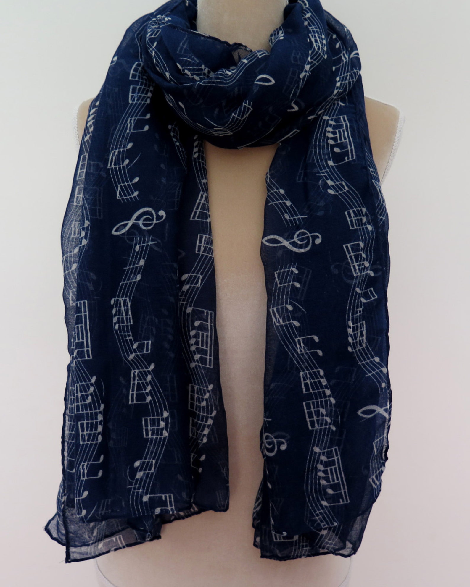 Navy Music Notes Print Infinity / Long Scarf Women's - Etsy