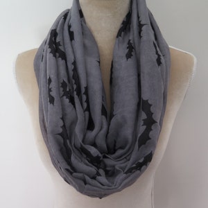 Grey Bat Print Infinity / Long Scarf Women's Halloween Party Gift