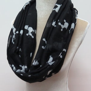 Black and White Poodle Dog Print Infinity / Long Scarf