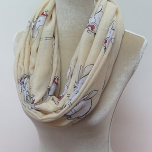 Beige Rabbit Bunny Print Women's Infinity / Long Scarf Gift Ideas