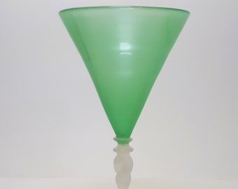 Steuben cocktail glass - Art Deco Carder era goblet - green jade alabaster