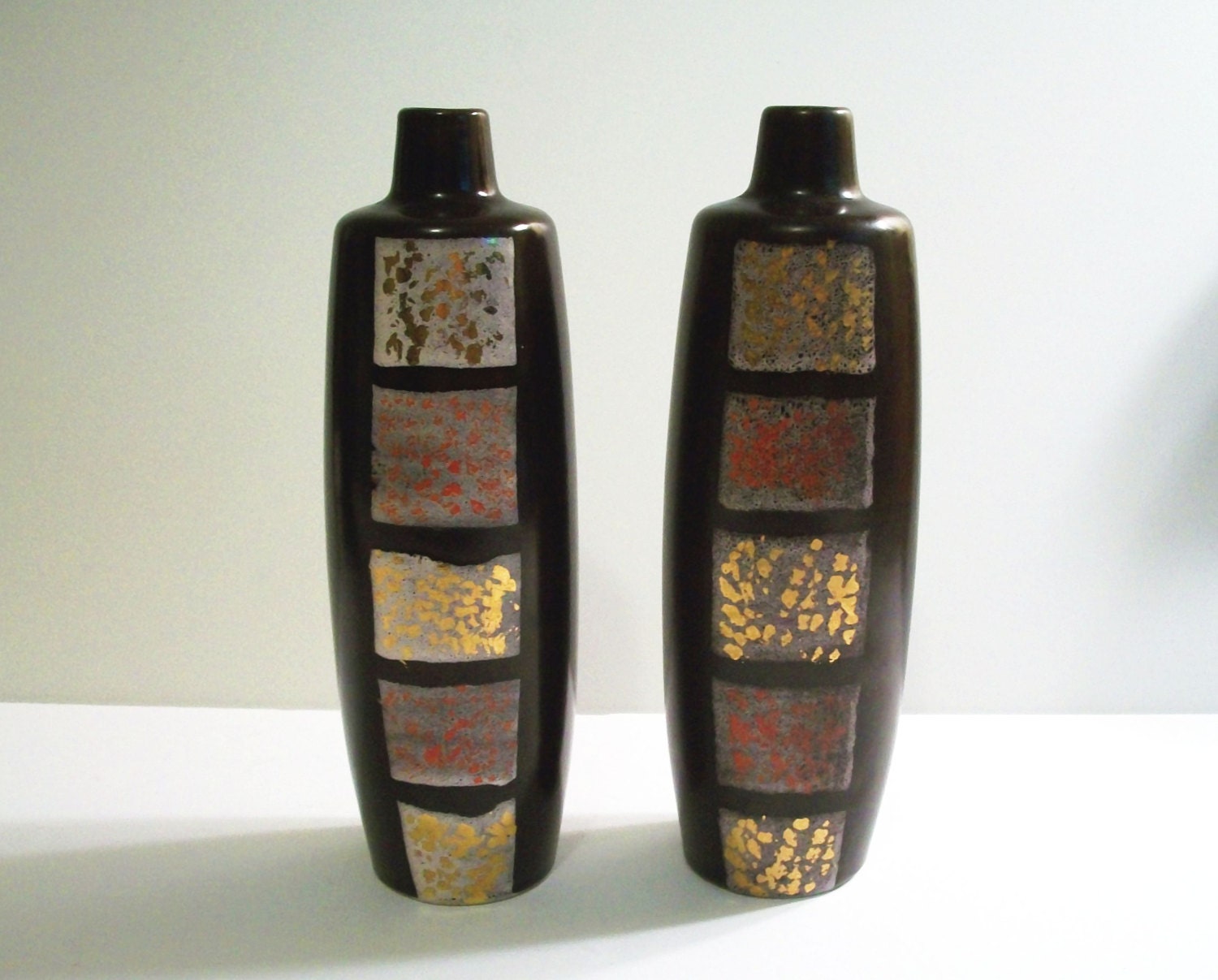 Pair of mid-century modern East German vases ceramic vases Strehla