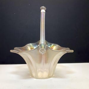Vintage Carder Steuben verre de soie crystal basket - rare hand blown glass