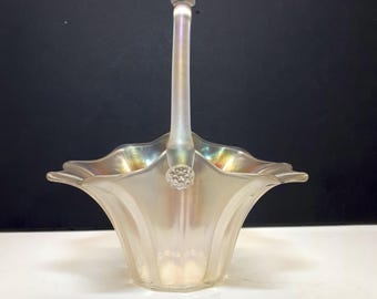 Vintage Carder Steuben verre de soie crystal basket - rare hand blown glass