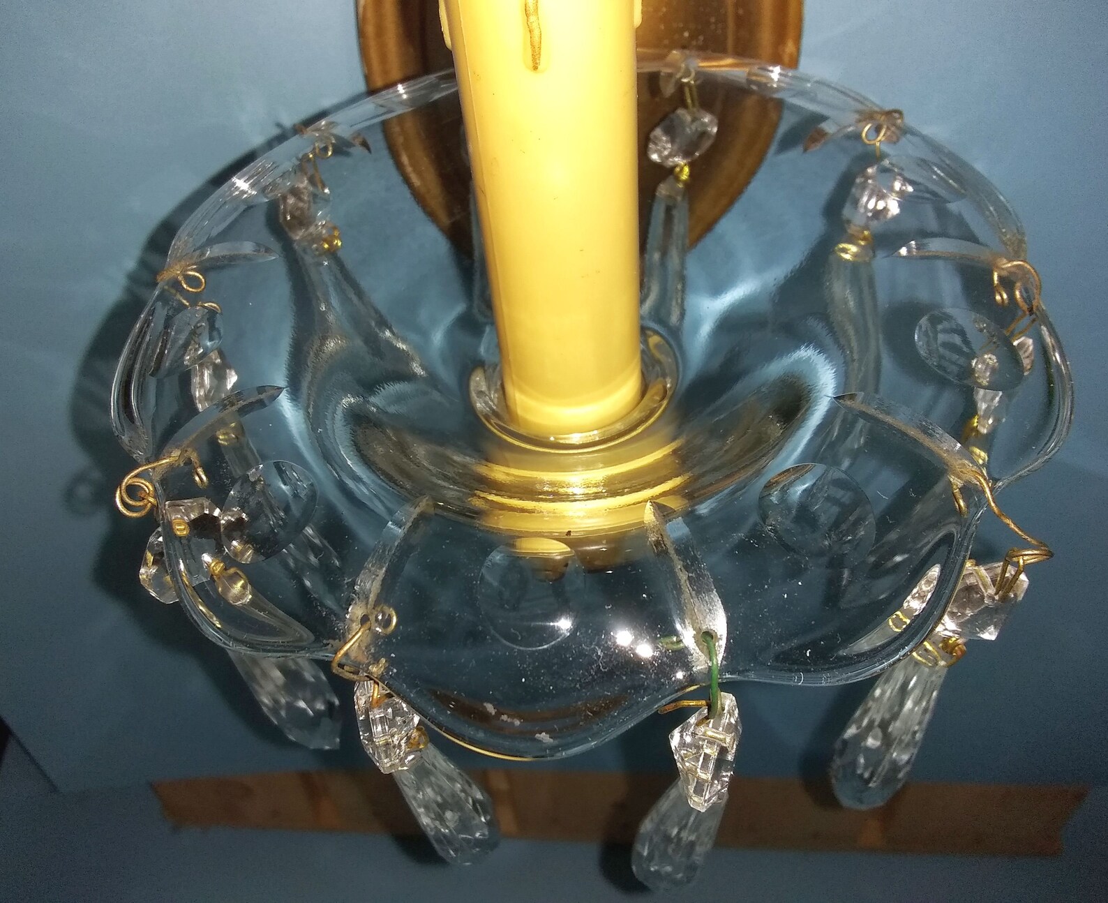 Vintage large chandelier bobeche and 10 crystal prism set Etsy