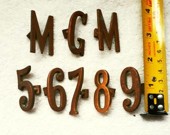 Antique brass elevator numbers and letters - salvage original