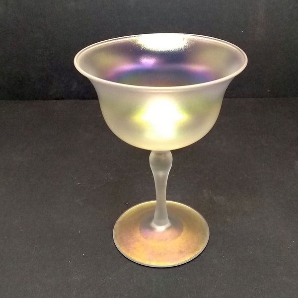 Steuben iridescent verre de soie small cordial or liqueur goblet / Carder era Art Deco glass