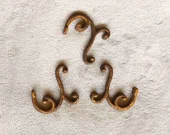 Set of 3 vintage gravity hooks - hardware to suspend glass bowl lampshade