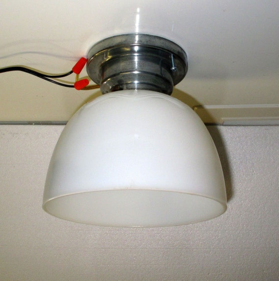 Vintage Art Deco Ceiling Fixture With Milk Glass Lamp Shade Vintage Art Deco Ceiling Fixture With, How To Measure A Ceiling Light Shade