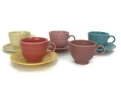 Vintage Fiesta Homer Laughlin 5 Cups 4 Saucers Assorted Colors Some Marked