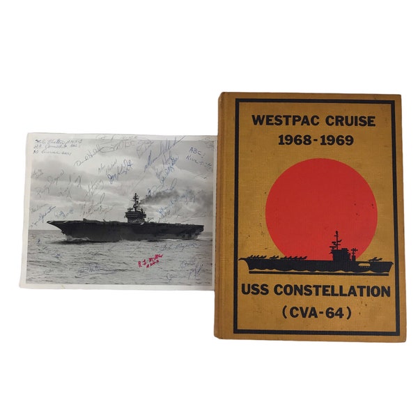 USS Constellation CVA-64 Westpac Cruise 1968-1969 Vietnam War Book Foto firmata