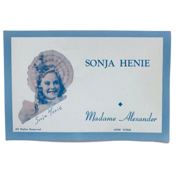 Vintage Madame Alexander Sonja Henie Celebrity Ice Skater Doll Paper Label Only